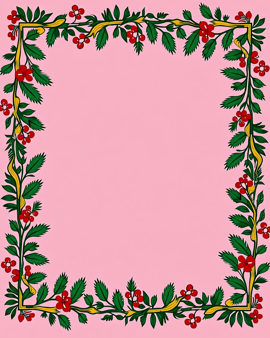 Crimson Berry Vine Border Rug