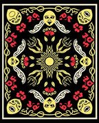 Bold Sun Flower Folk Art Rug