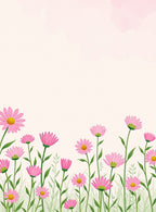 Pink Daisy Meadow Field of Flowers Rug