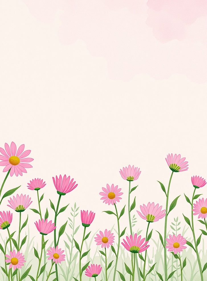 Pink Daisy Meadow Field of Flowers Rug