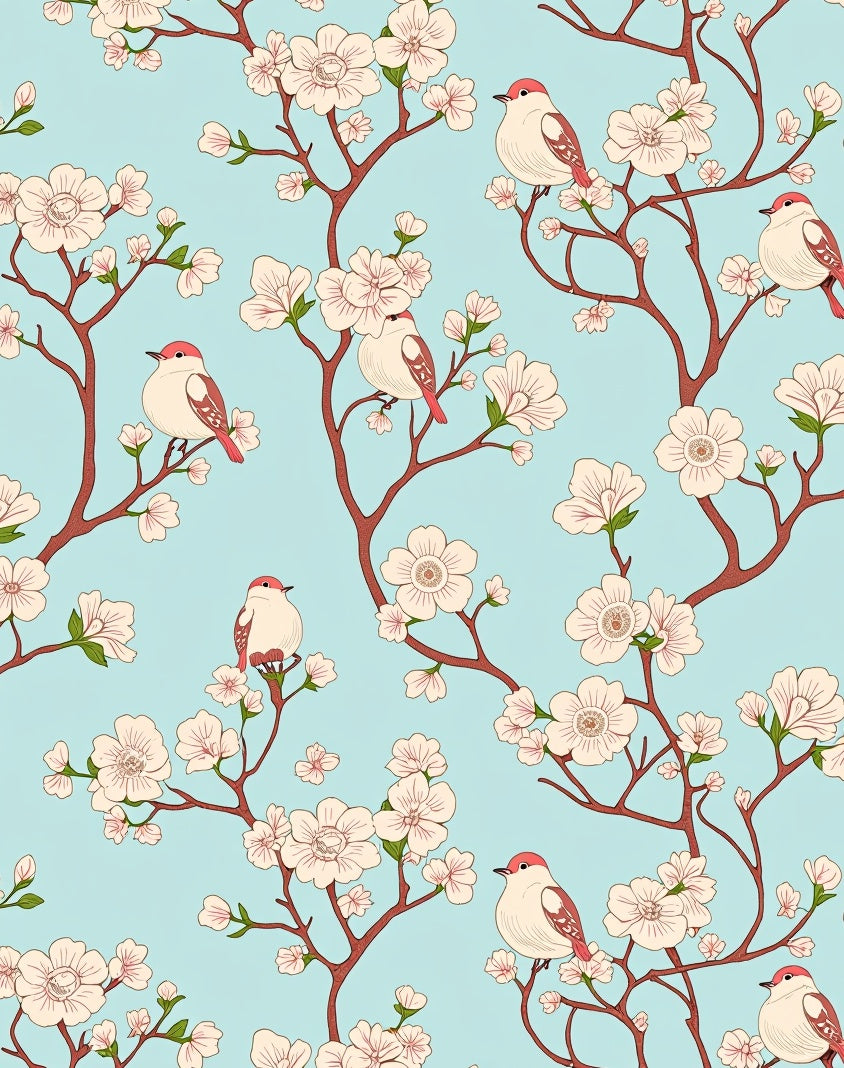 Birds and Blossom Pattern Design Rug