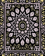 Black Floral Mandala Design Rug