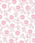 Sweet Pink Floral Outline Pattern Rug