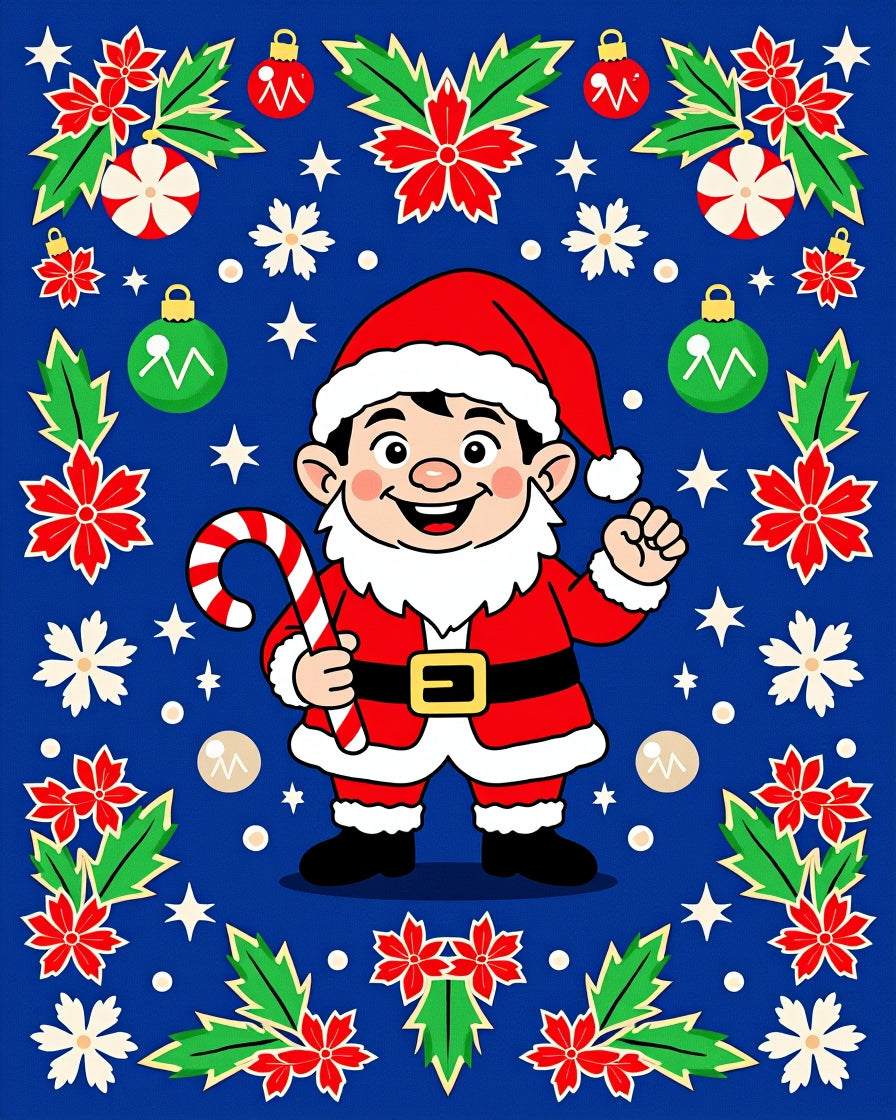 Happy Santa Claus Festive Pattern Rug