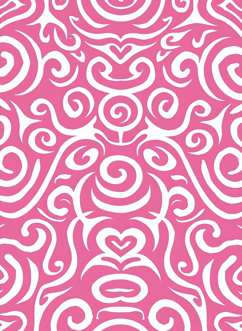 Hot Pink Swirl Pattern Graphic Rug