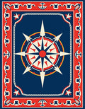 Nautical Compass Star Pattern Rug