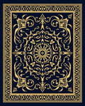 Elegant Gold Medallion Patterned Rug