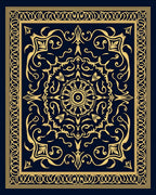 Elegant Gold Medallion Patterned Rug