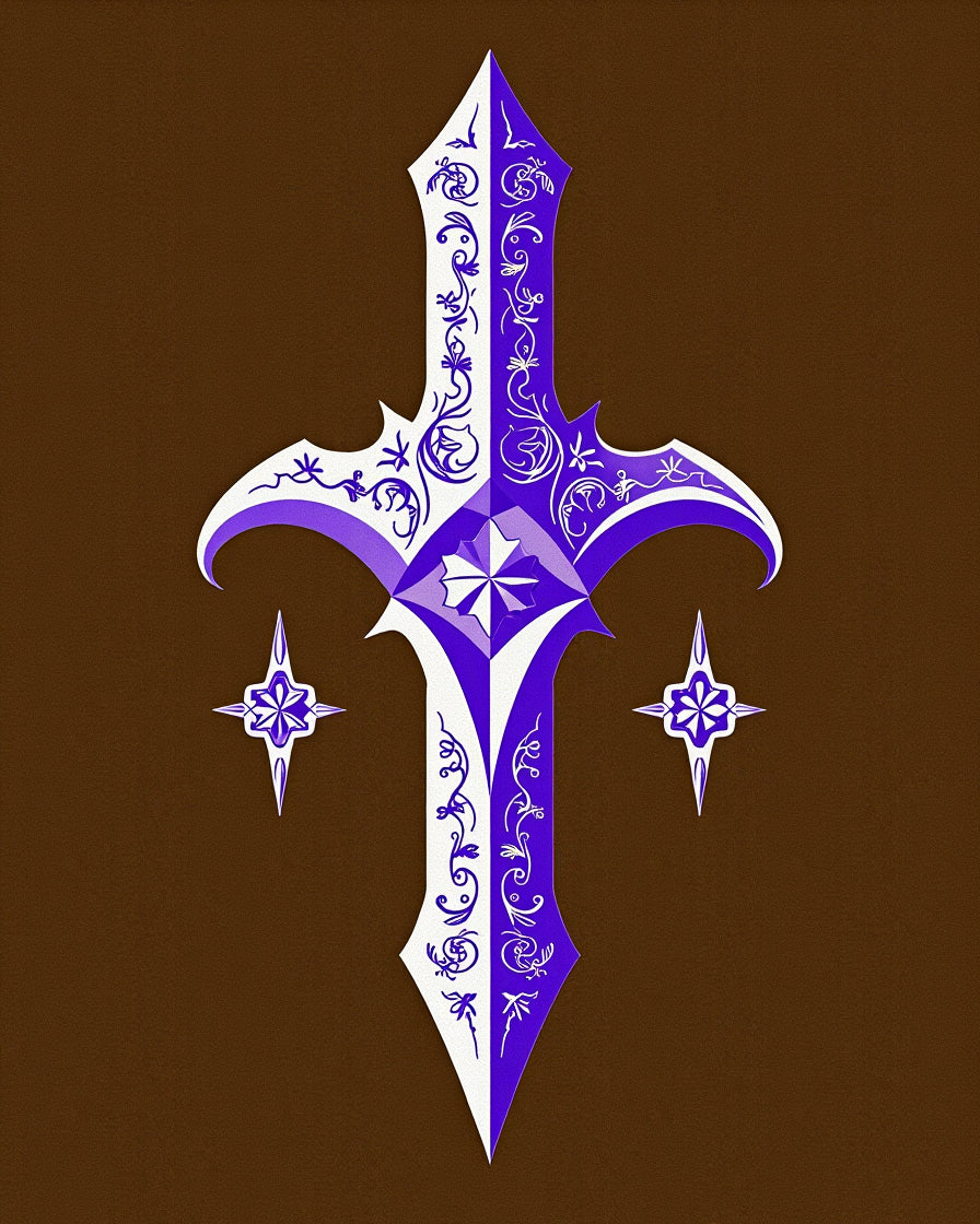 Ornate Sword With Star Accents Rug