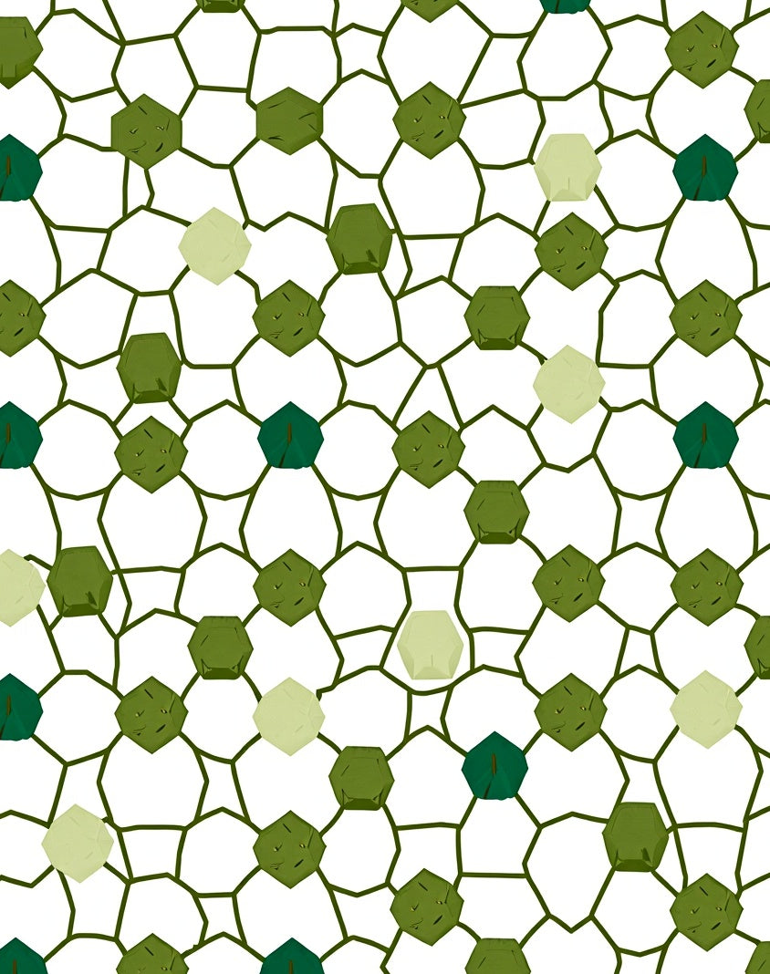 Green Hexagonal Geometric Pattern Rug