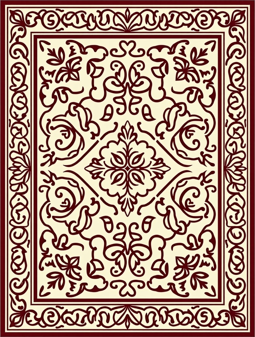 Elaborate Floral Intricate Swirl Pattern Rug