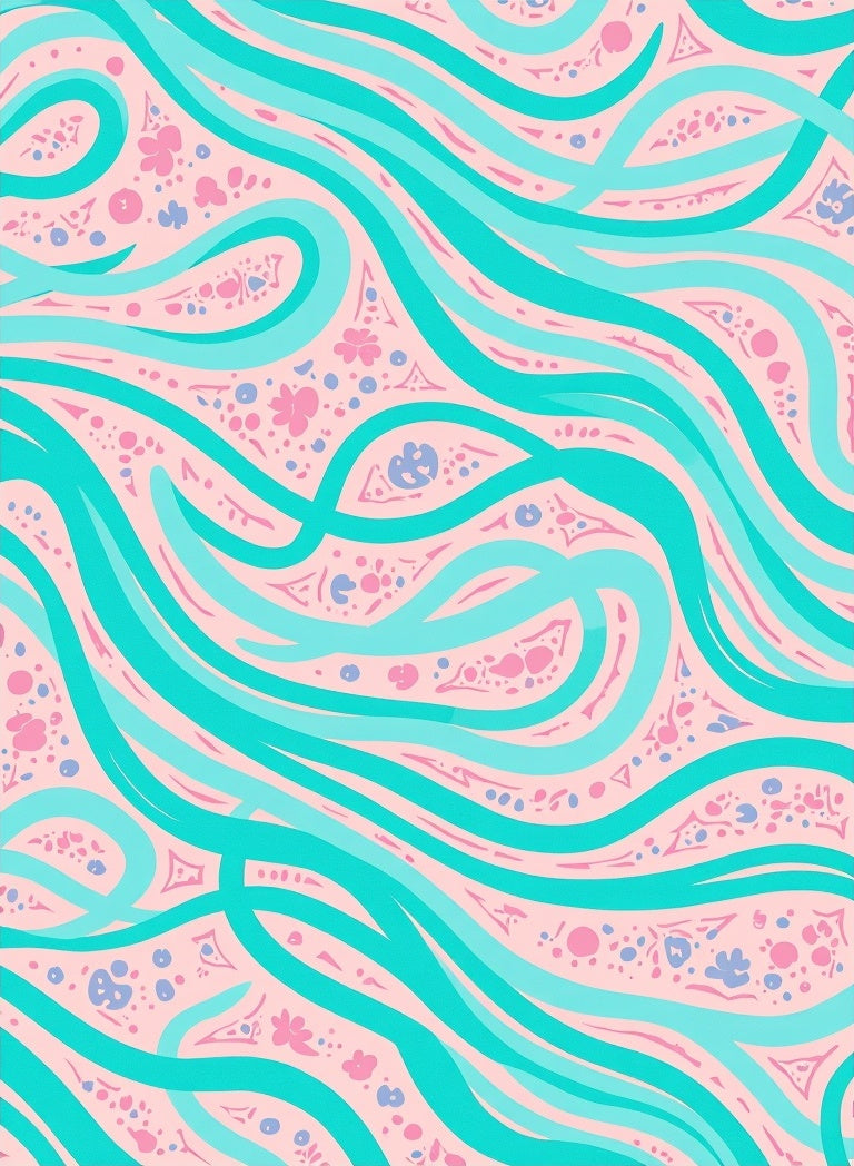 Whimsical Aqua Floral Swirl Pattern Rug