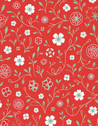 Crimson Floral Vine Pattern Rug