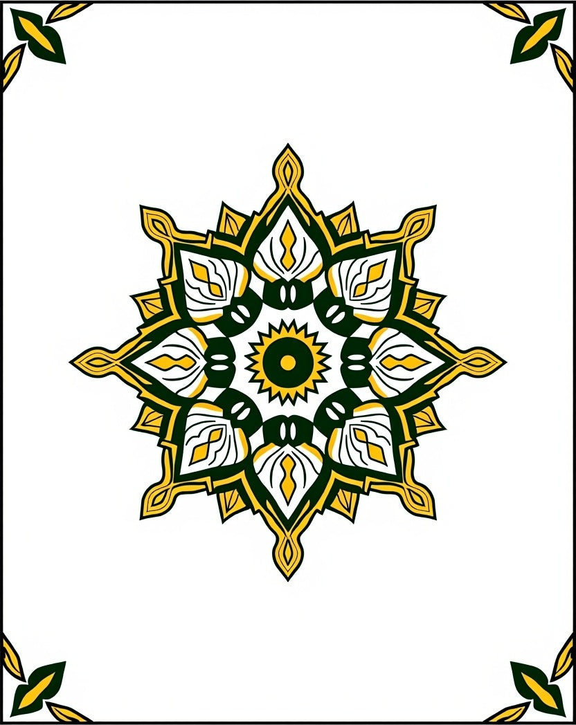 Radiant Eight-Pointed Floral Mandala Rug