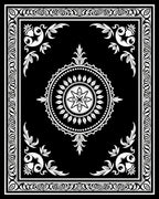 Black White Floral Mandala Border Rug