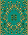 Elegant Teal and Gold Botanical Scroll Design Rug