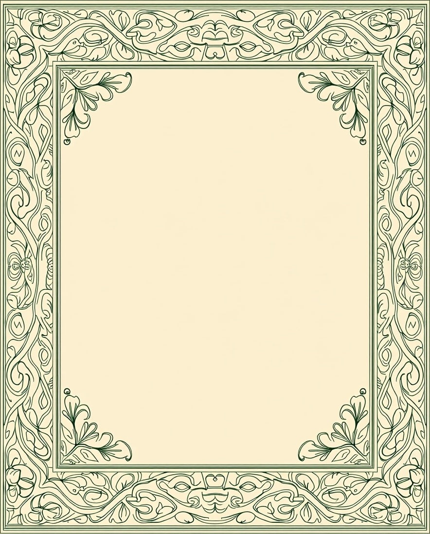 Art Nouveau Vine Scroll Border Design Rug