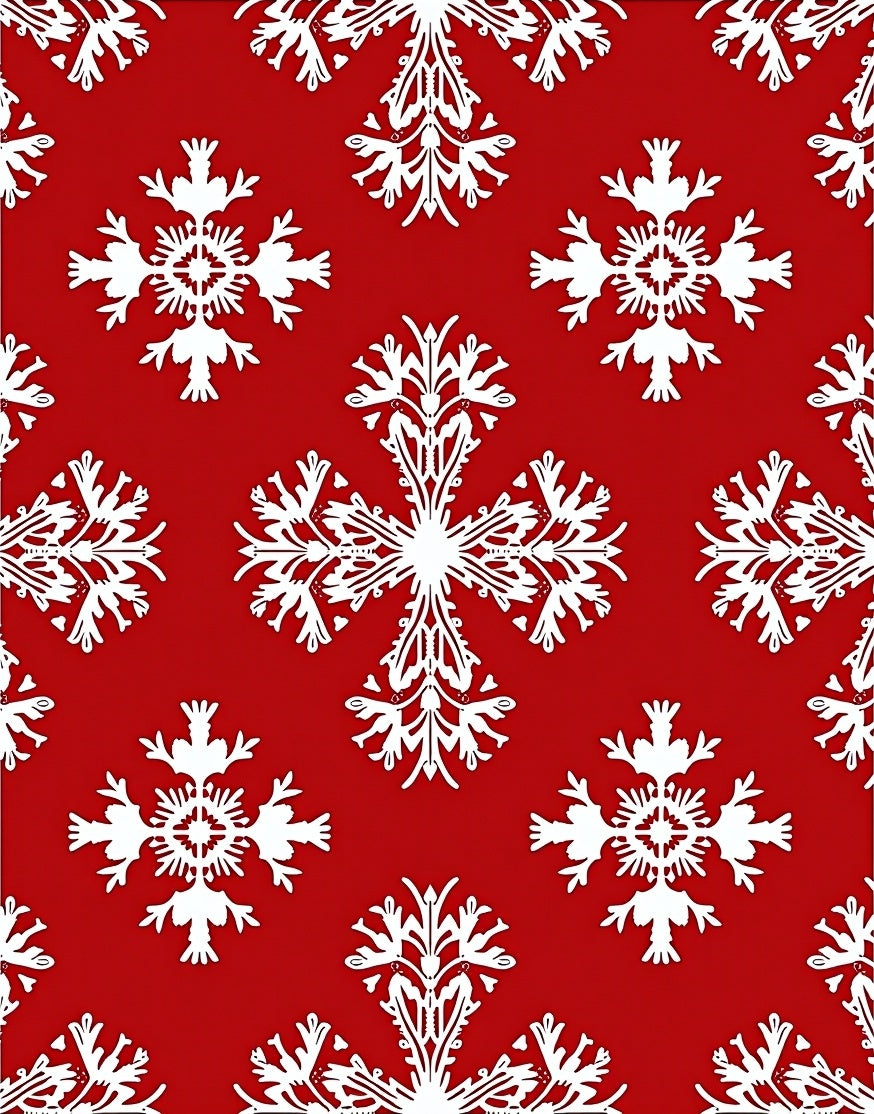 White Snowflake Damask On Red Rug