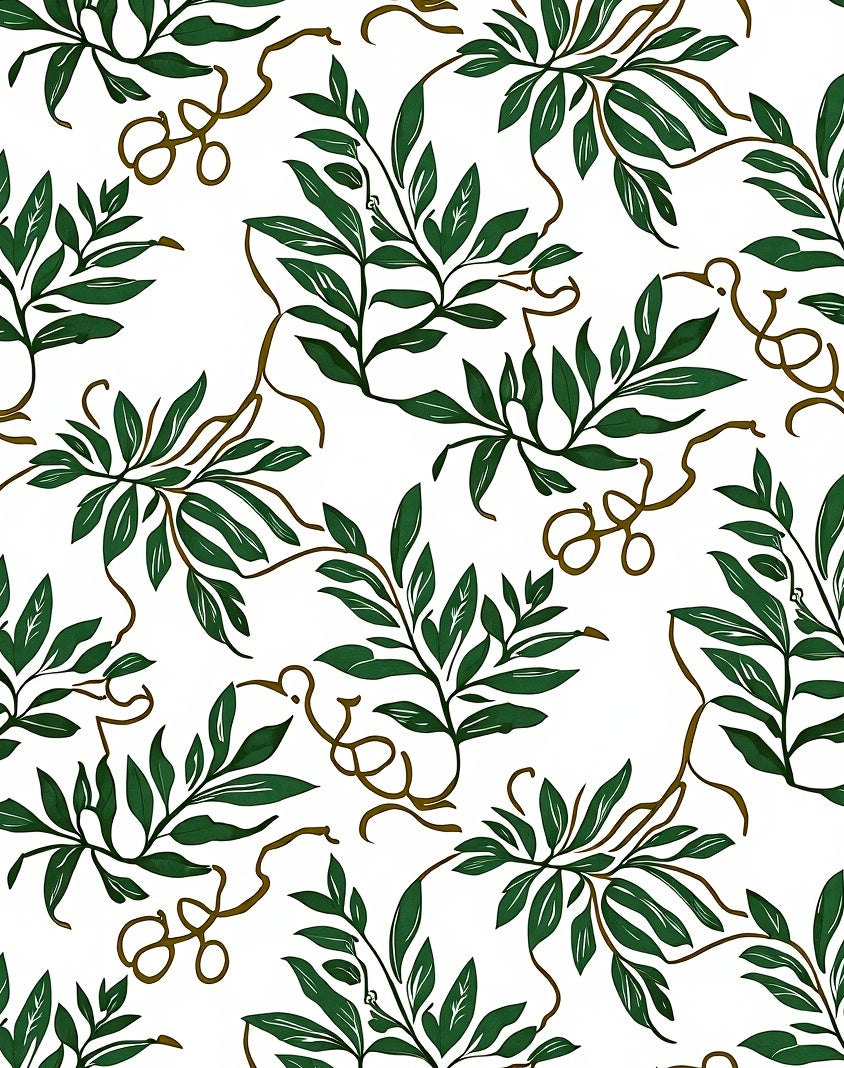 Lush Green Branch And Vine Pattern Rug