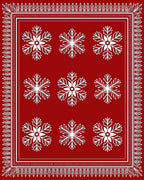Red White Snowflake Medallion Border Rug