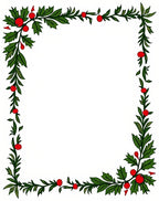 Green Leaf and Red Berry Border Rug