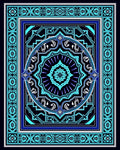 Intricate Teal Blue Geometric Mandala Rug