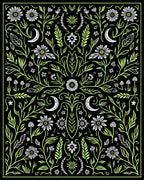 Mystical Floral Moon Branch Design Rug