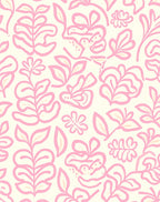 Pink Floral Abstract Leaf Pattern Rug