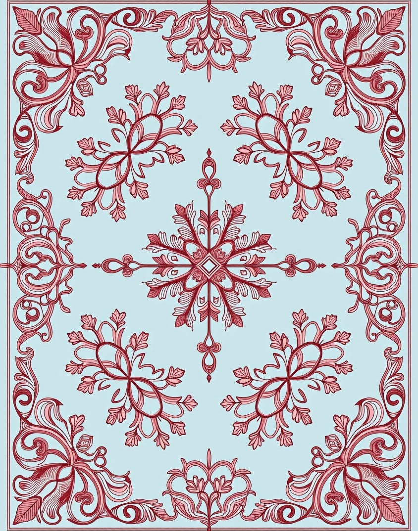 Ornate Floral Swirl Pattern Rug