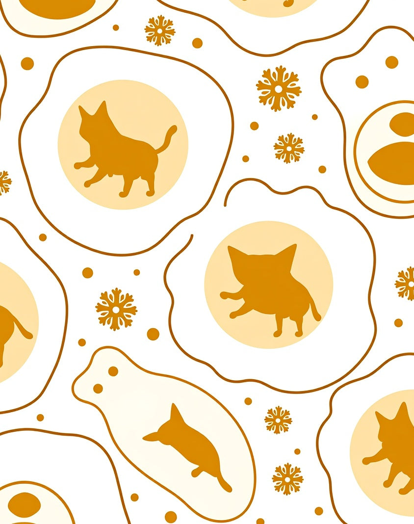 Whimsical Cat Snowflake Pattern Design Rug