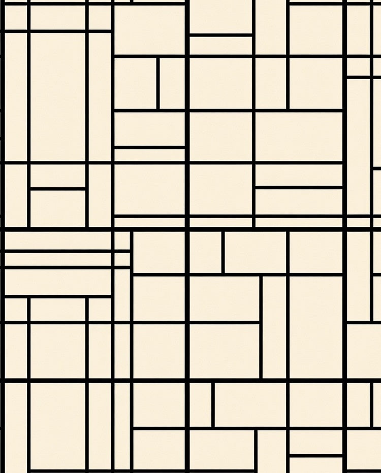 Geometric Grid Black and Cream Design Rug
