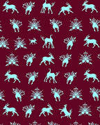 Light Blue Deer Floral Pattern Rug