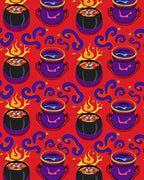 Witchy Cauldrons Swirling Flames Pattern Rug