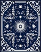 Celestial Starburst Scrollwork Pattern Rug