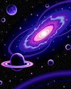 Vivid Purple Cosmic Nebula Planet Rug