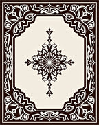 Ornate Dark Brown Floral Frame Rug