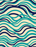 Blue Green Wave Pattern Rug