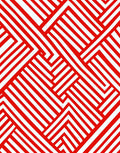 Red and White Geometric Interlocking Pattern Rug