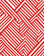 Red and White Geometric Interlocking Pattern Rug