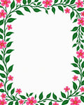 Vibrant Pink Floral Vine Border Design Rug