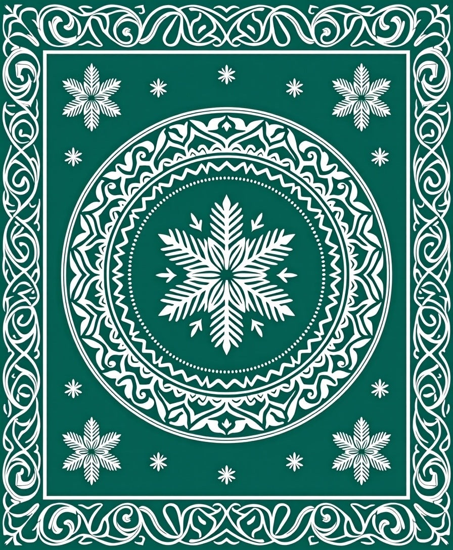 Winter Snowflake Medallion Patterned Rug