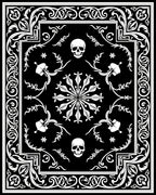 Gothic Black White Skull Detailed Rug