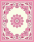 Pink Floral Medallion Border Rug