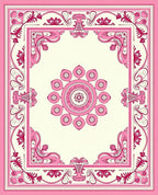 Pink Floral Medallion Border Rug