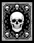 Gothic Skull Patterned Black White Rug
