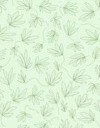 Minimalist Green Leaf Line Art Rug