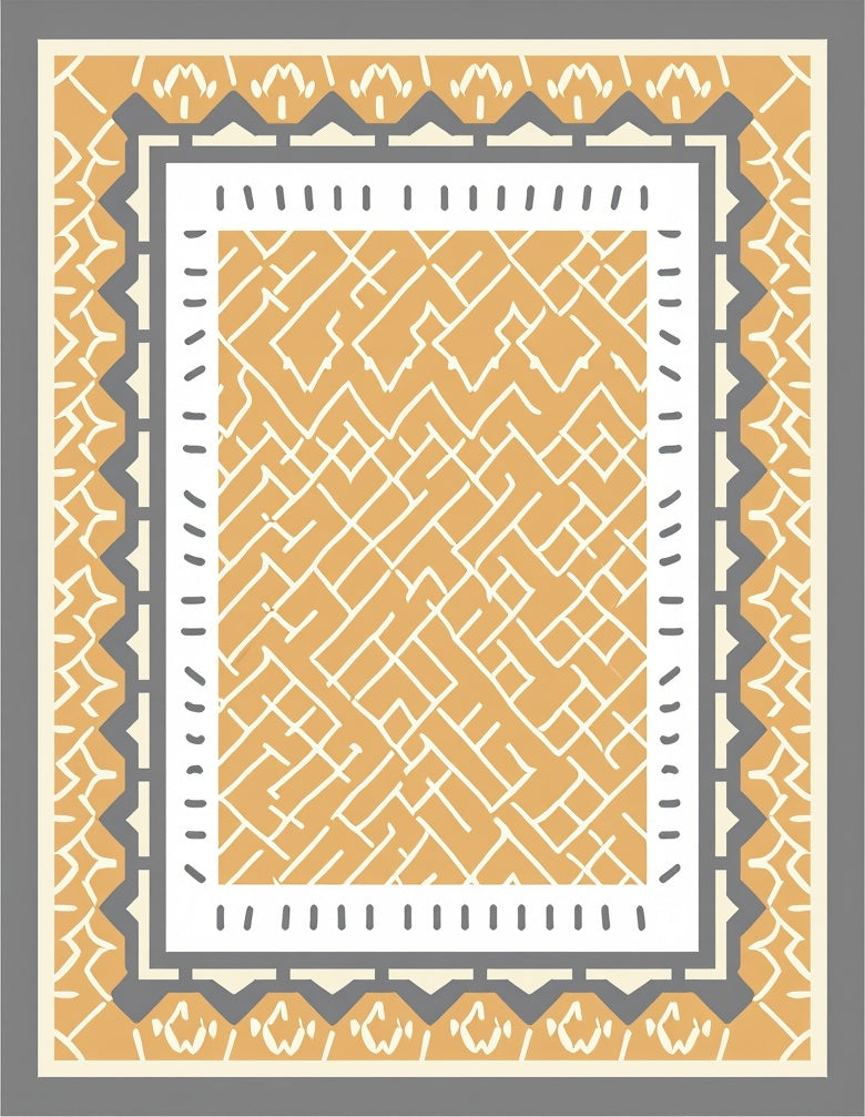 Geometric Maze Border Rug