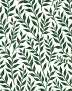 Forest Green Leafy Branch Pattern Rug
