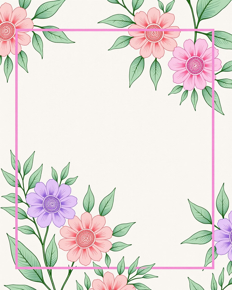 Floral Botanical Border Delight Rug