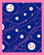 Cosmic Pink Swirl Moon and Stars Rug